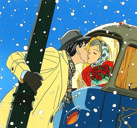 わたせせいぞうの絵画作品　タイトルはSingin’ in the Snow
